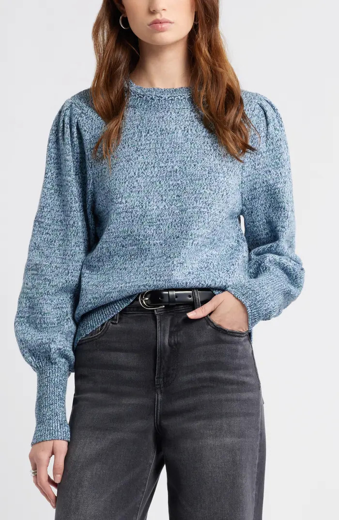 Treasure & Bond Marl Balloon Sleeve Crewneck Sweater | Nordstrom | Nordstrom