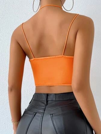 SHEIN SXY Neon Orange Asymmetrical Hem Bustier Cami Top | SHEIN