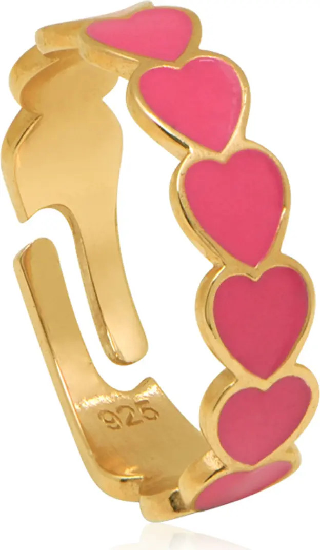 GABI RIELLE 14K Yellow Gold Plated Sterling Silver Pink Enamel Heart Adjustable Ring | Nordstromr... | Nordstrom Rack