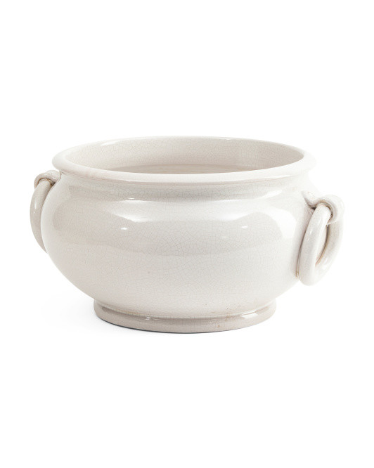 Made In Italy 9in Handcrafted Crackle Finish Bowl With Rings | TJ Maxx