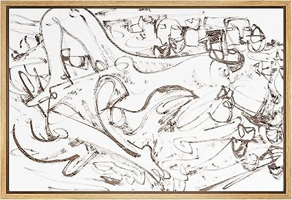 SIGNWIN Framed Canvas Print Wall Art Industrial Vintage Brown Paint Strokes Abstract Geometric Il... | Amazon (US)