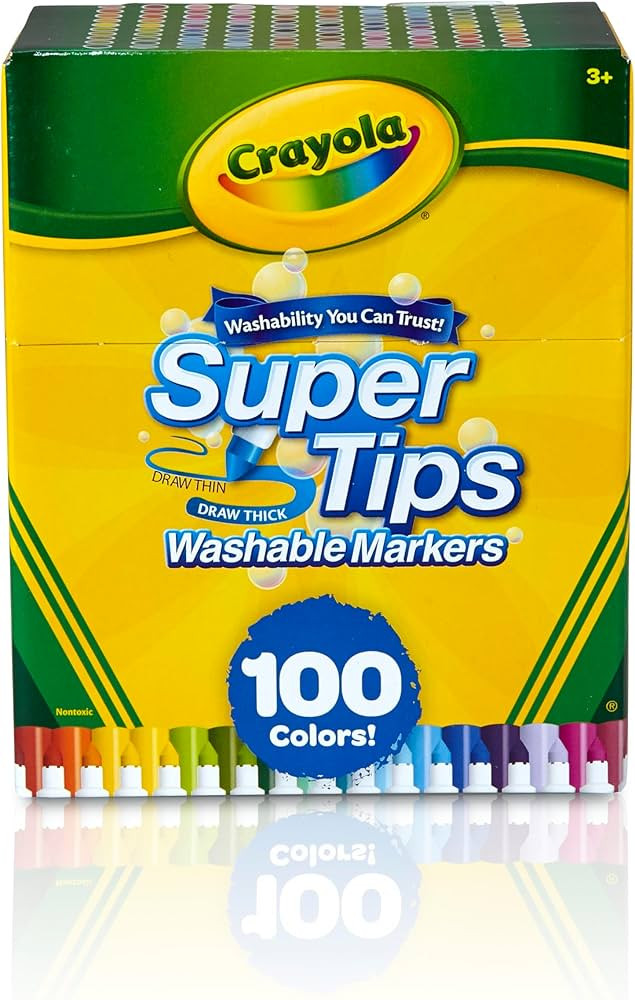Crayola Super Tips Marker Set (100ct), Fine Point Washable Markers, Drawing Markers for Kids & Ad... | Amazon (US)