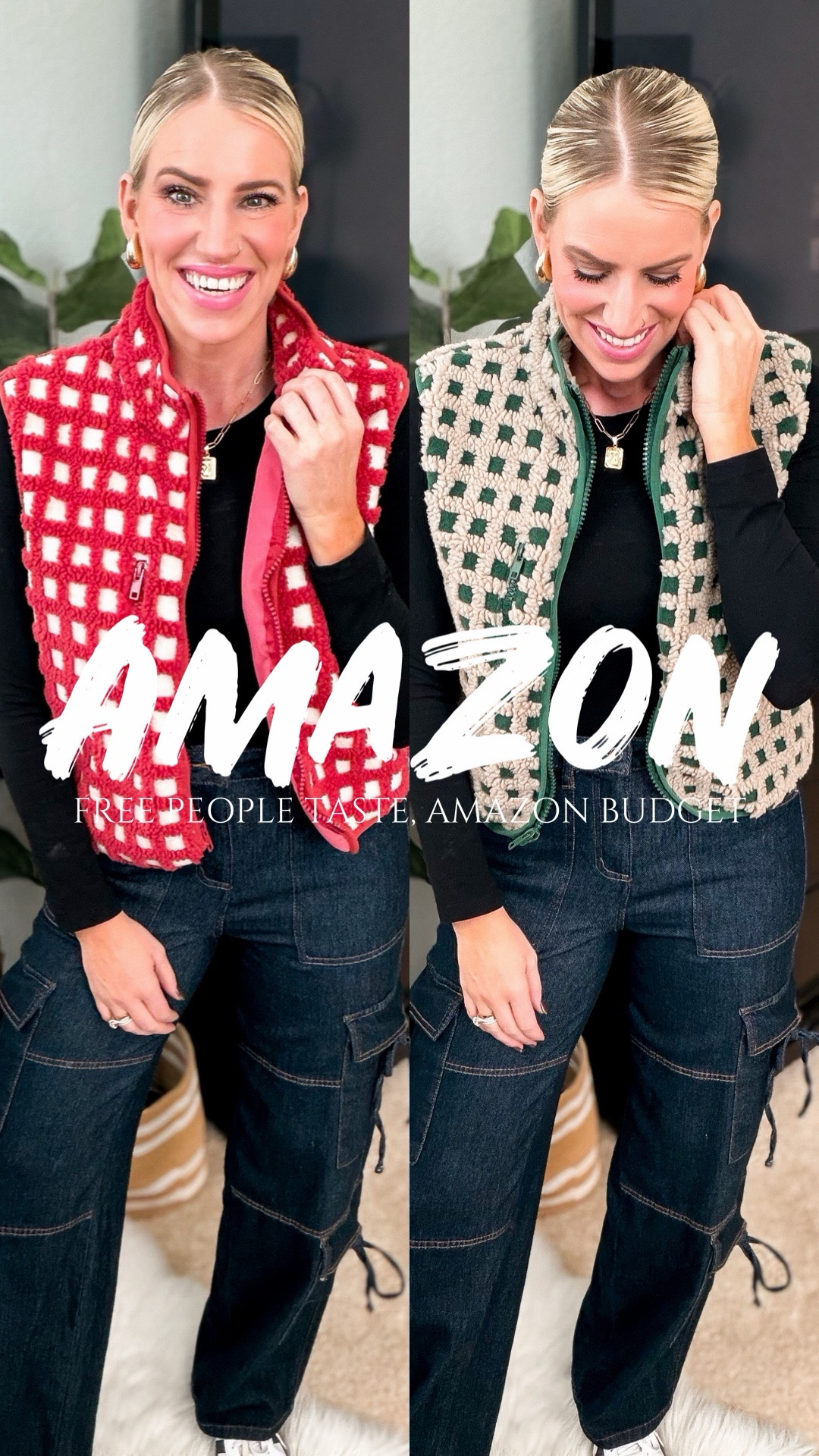 Free People tastes on Amazon budget 
The softest fleece checkered vest look for less under $30 
Comes in tons of colors but I love these for holiday 🎄🎅🏻Christmas

#LTKSaleAlert #LTKStyleTip #LTKFindsUnder50