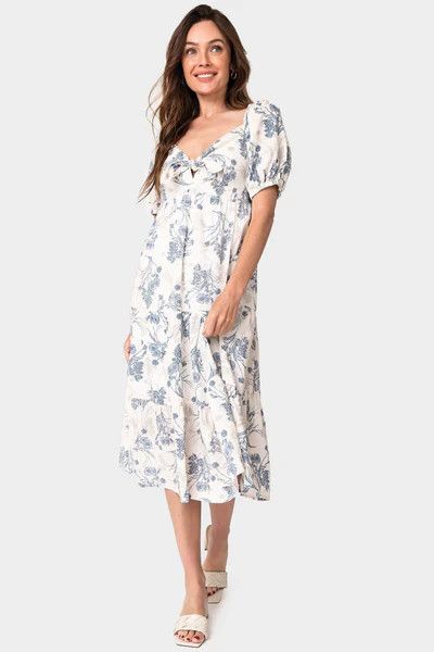 Summertime Tie Front Midi Dress With Slit | Gibson