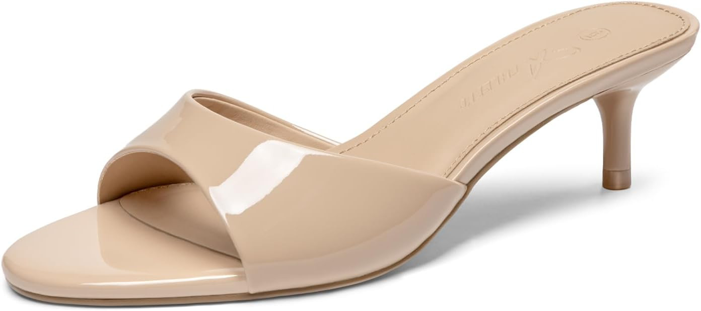 Athlefit Kitten Heels for Women Open Toe Comfortable Low Heels Slip On Dressy Casual Heeled Sanda... | Amazon (US)