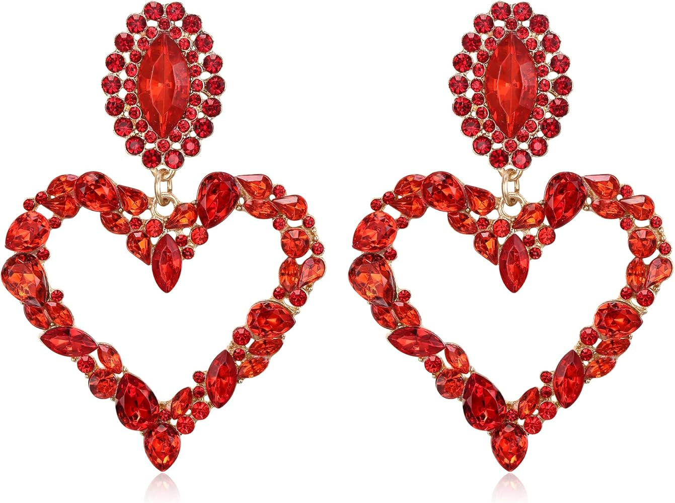 BriLove Stunning Gorgeous Large Heart Marquise Rhinestone Crystal Dangle Earrings for Women Bride... | Amazon (US)