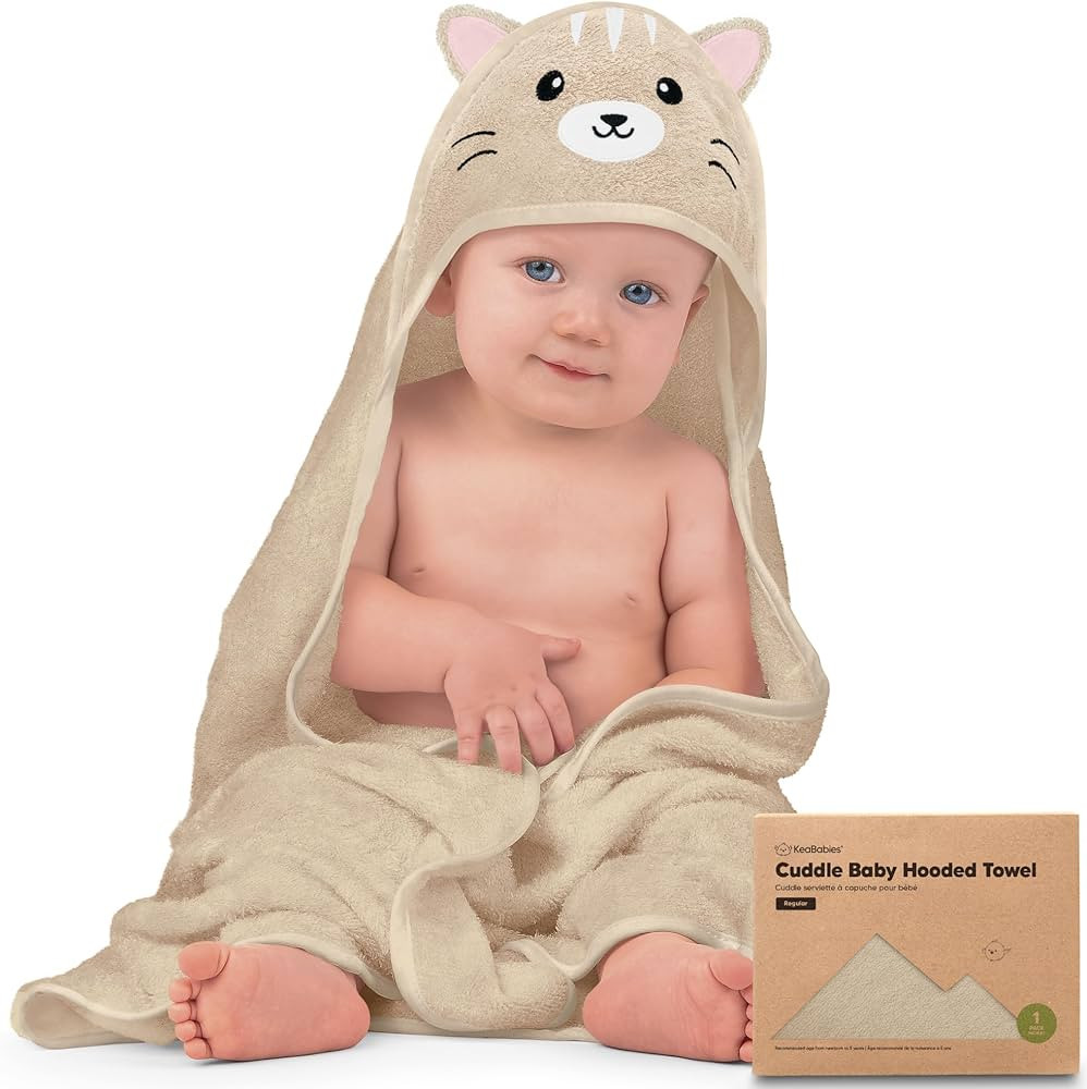 KeaBabies Baby Hooded Towel - Viscose Derived from Bamboo Baby Towel, Toddler Bath Towel, Infant Towels, Large Hooded Towel, Organic Baby Towels with Hood for Girls, Babies, Newborn Boys (Cat) | Amazon (US)