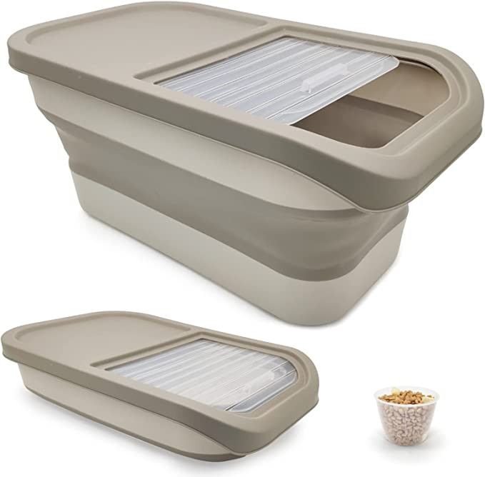 BNOSDM Foldable Dog Food Storage Container 15 lbs Cat Storage Container Plastic Pet Storage Bin w... | Amazon (US)