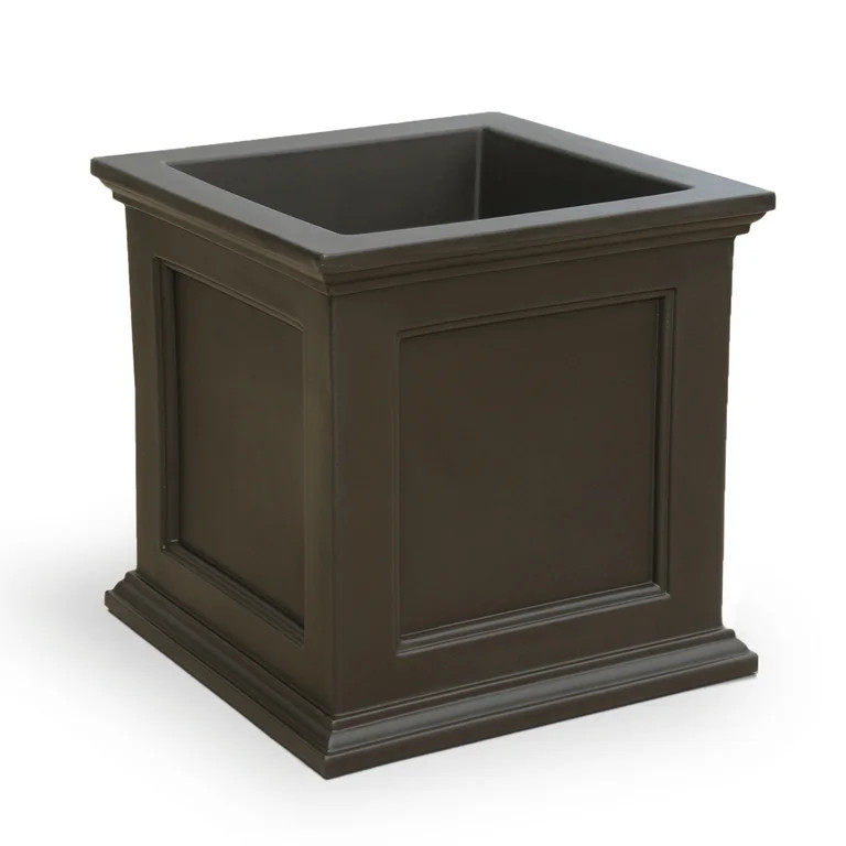 Mayne Fairfield 20" x 20" x 20" Square Espresso Self Watering Plastic Planter | Walmart (US)