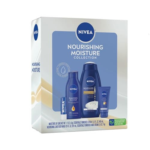 NIVEA Skin Care Set For Her, Nourishing Body Wash, Moisturizing Body Lotion, Lip Balm Stick with Shea Butter, & Hand Cream, 4 Piece Gift Set | Amazon (US)