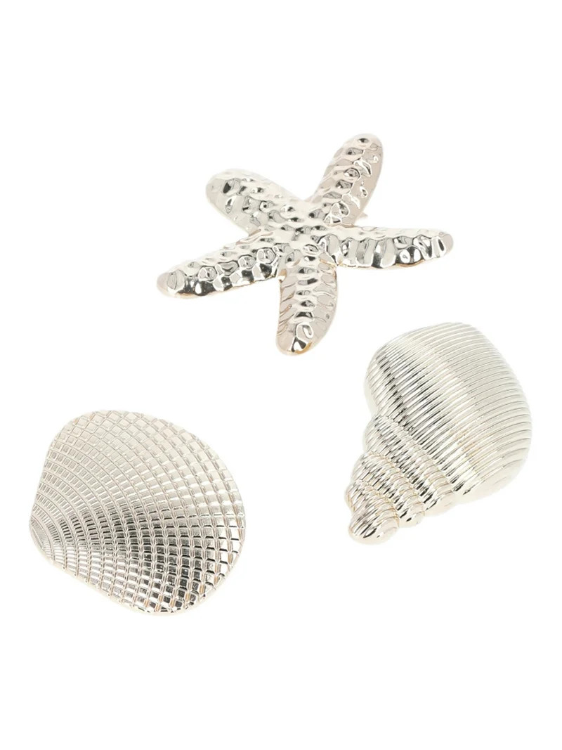Time and Tru Women’s Gold Tone Metal Sealife Hair Clips Set, 3-Piece | Walmart (US)