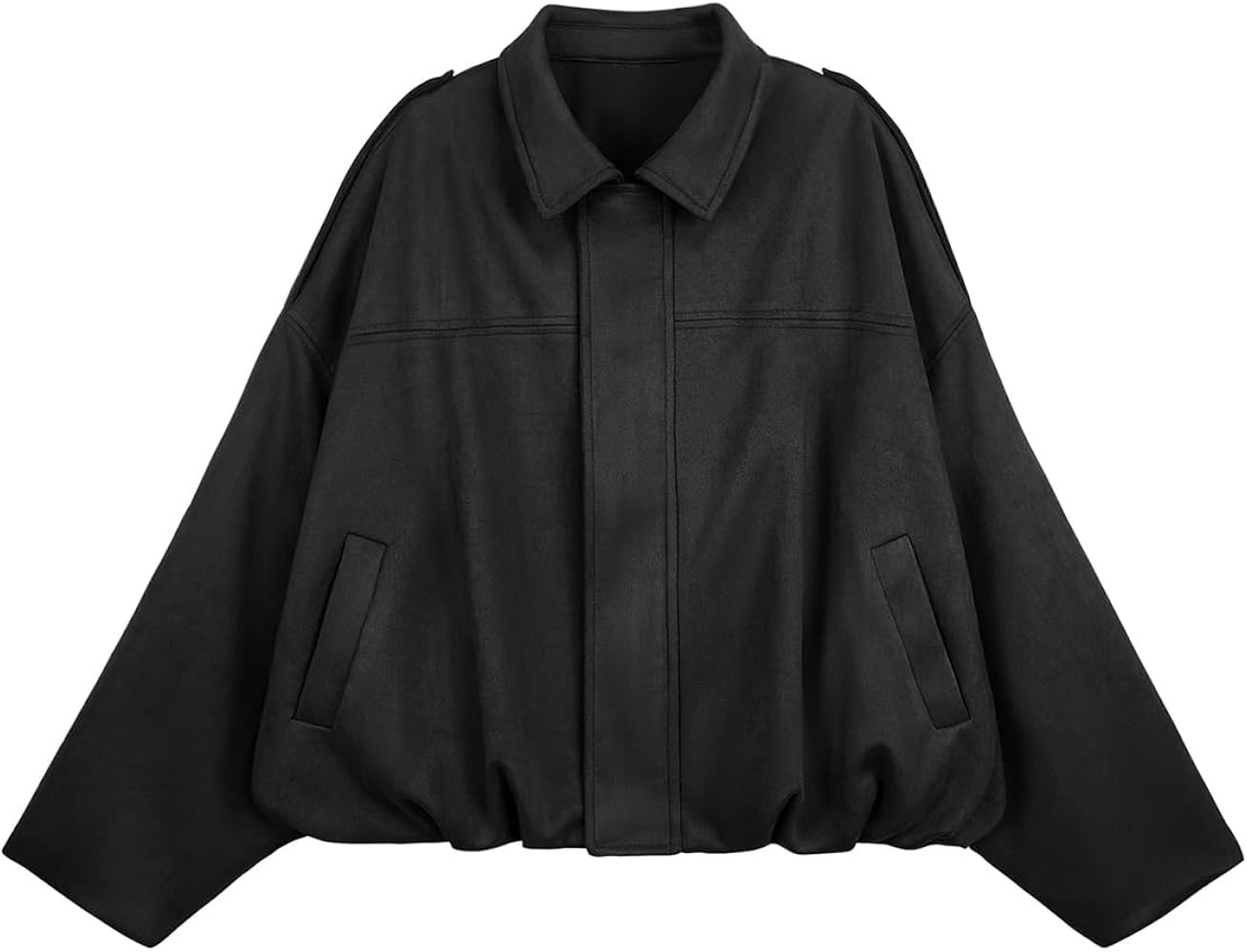 Womens Bomber Jacket Faux Suede Casual Cropped Pilot Coat Lapel Collar Causal Oversized Trendy Ou... | Amazon (US)