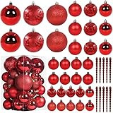 XmasExp 16ct Christmas Ball Ornaments Set -Clear Plastic Shatterproof Xmas Tree Ball Hanging Baub... | Amazon (US)