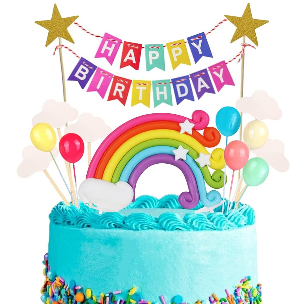 Xihuimay 15pcs Cake Topper Birthday Set Happy Birthday Banner Topper Handmade Cupcake Topper includi | Amazon (US)