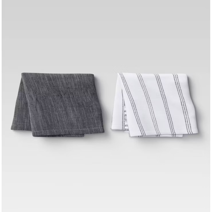 2pk Cotton Fringed Chambray Woven Kitchen Towels - Threshold™ | Target