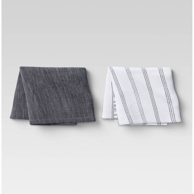 2pk Cotton Fringed Chambray Woven Kitchen Towels - Threshold™ | Target
