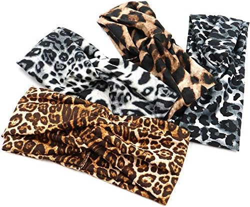 NODG 4 Pieces Knot Headbands for Women Leopard Headbands Wide Headbands Turban Hairband Vintage H... | Amazon (US)