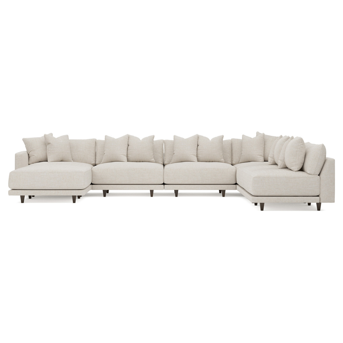 Toulouse Sea Salt Performance Modular 7-Piece Corner Sectional With Ottoman - Left End - 171 | Kathy Kuo Home