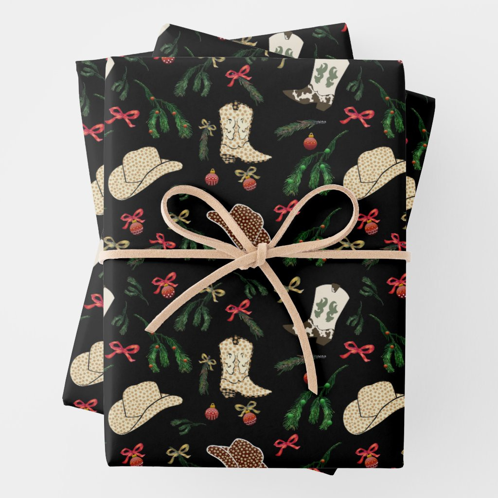 Festive Holiday Cowboy Rodeo Pattern Black | Zazzle