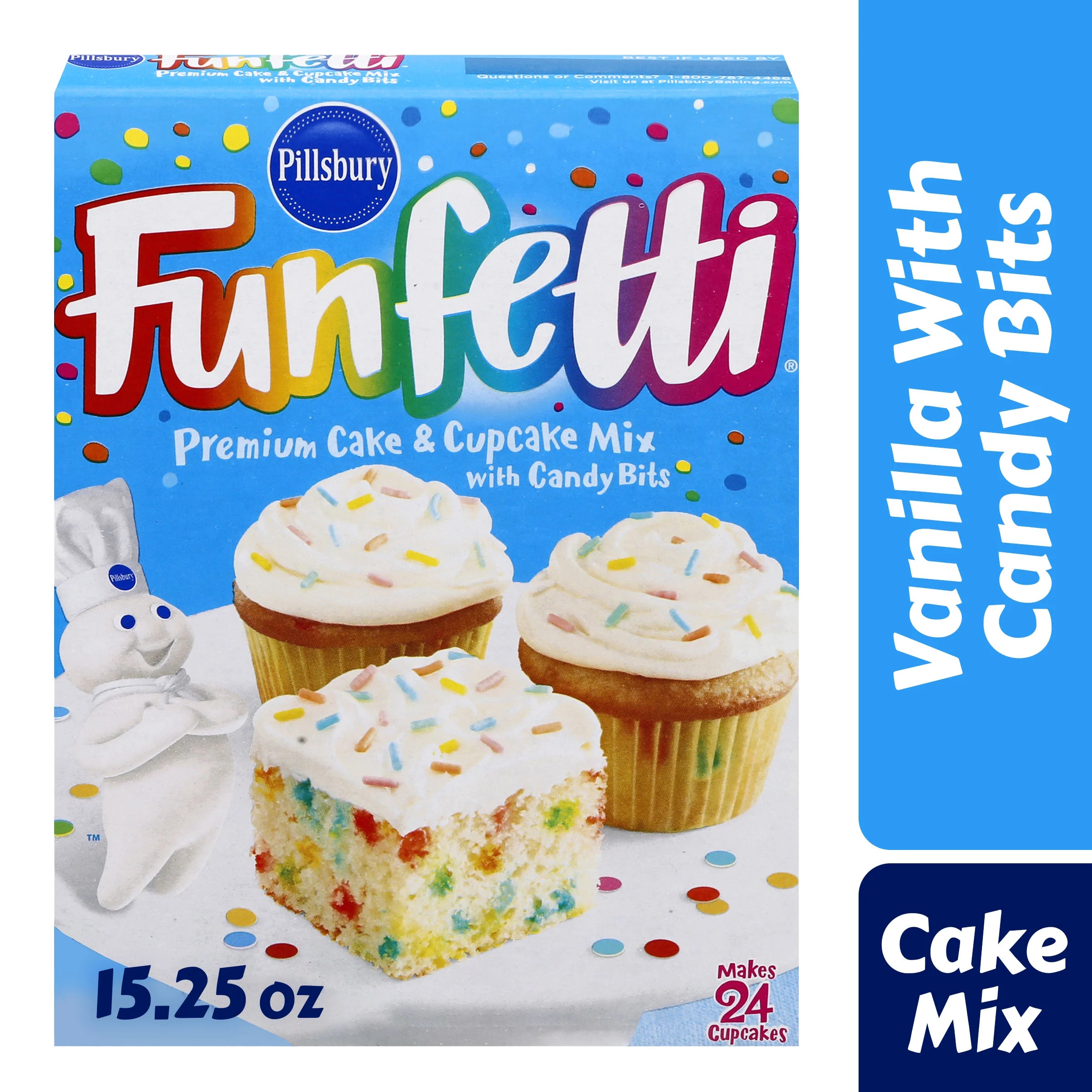 Pillsbury Funfetti Cake Mix with Candy Bits, 15.25 Oz Box | Walmart (US)