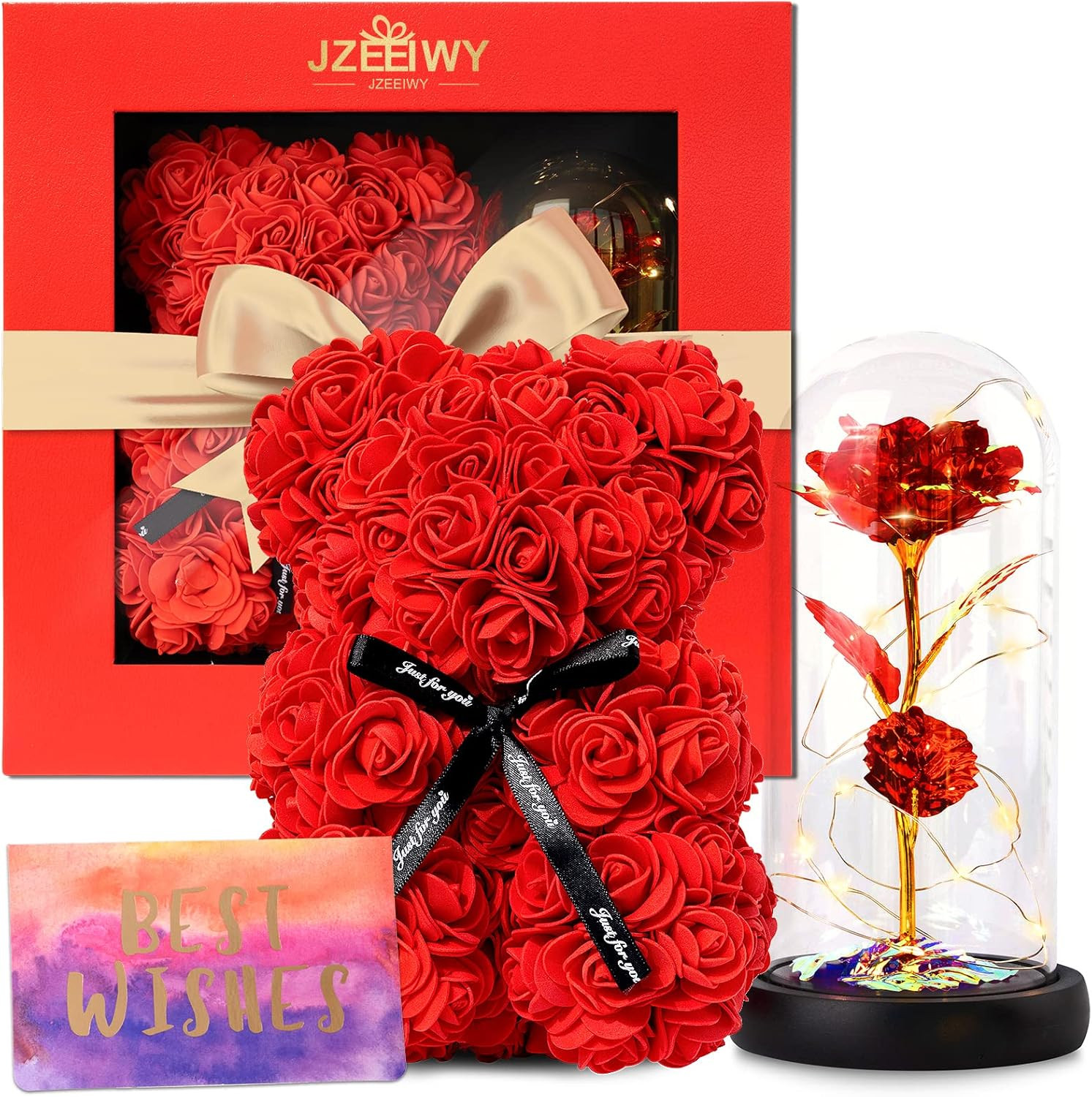 JZEEIWY Flower Rose Bear for Mom,Perfect Birthday Romantic Gift for Wife Daughter Girlfriend Frie... | Amazon (US)