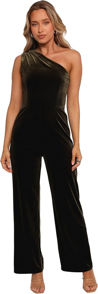 Petal & Pup womens Xita Velvet One Shoulder Jumpsuit - Olive | Amazon (US)