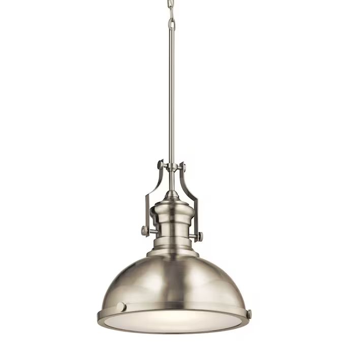 Kichler Satin Nickel Industrial Frosted Glass Dome LED Pendant Light Lowes.com | Lowe's