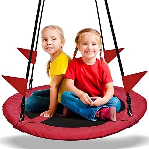 PACEARTH 40 Inch Saucer Tree Swing Flying 660lb Weight Capacity 2 Added Hanging Straps Adjustable... | Amazon (US)