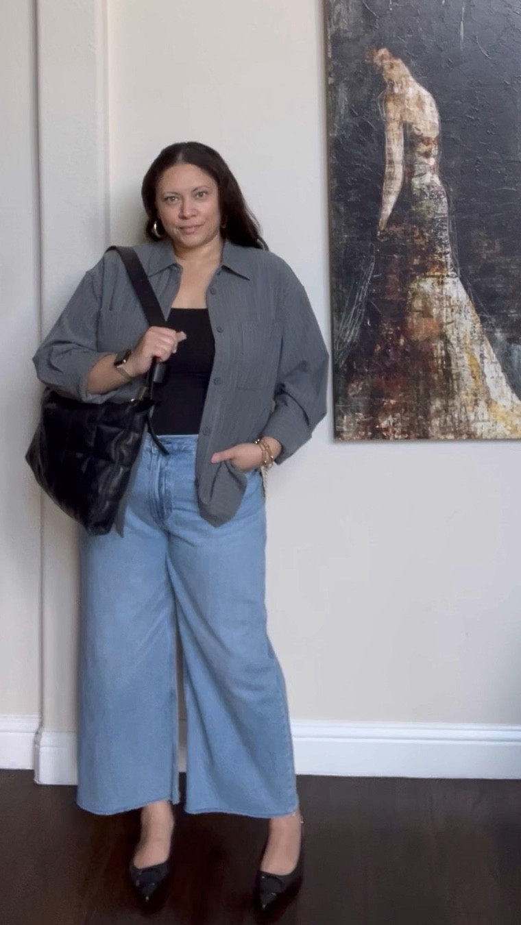 Large in the shirt and top, size 33 jeans.  

Casual work, teacher, mom outfit.

#LTKFallSale #LTKMidsize #LTKWorkwear