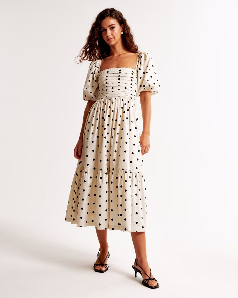 The A&F Emerson Poplin Puff Sleeve Midi Dress | Abercrombie & Fitch (US)