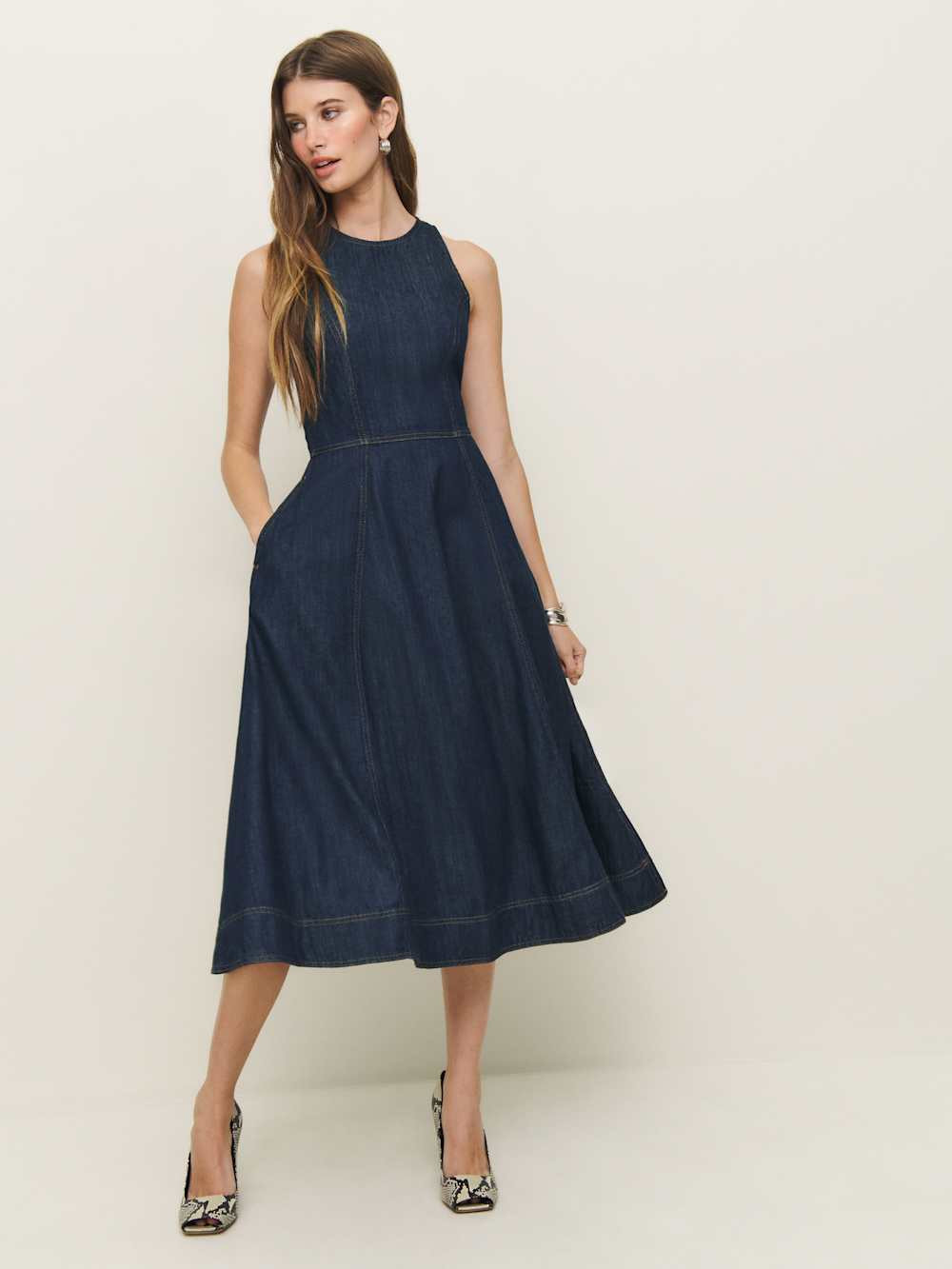 Pippa Denim Midi Dress | Reformation (Global)