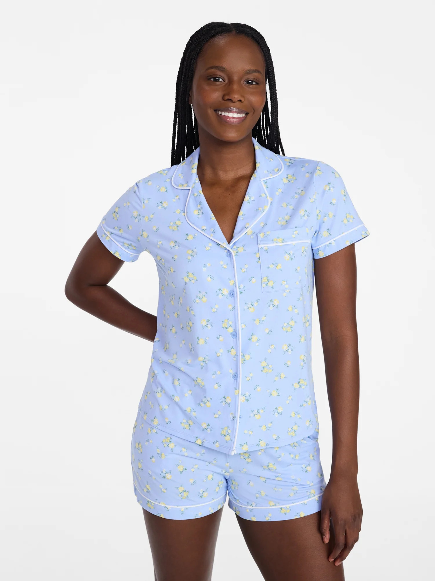 Joyspun Women’s Dreamy Soft Collection Bridal Knit Top and Shorts Pajama Set, 2-Piece, Sizes XS... | Walmart (US)