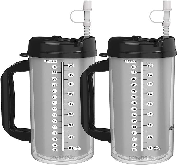 (2) 32 oz Hospital Mugs with Black Lids - Insulated Cold Drink Travel Mugs | Amazon (US)