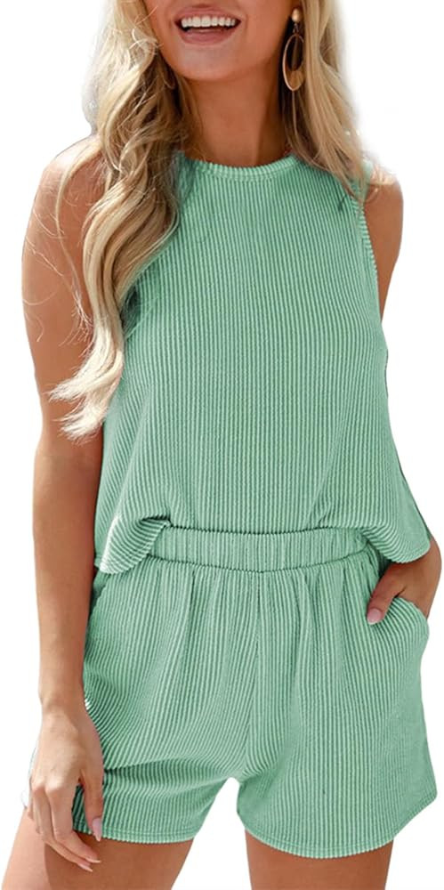 SHEWIN Women's Summer 2 Piece Outfits Shorts Sets Matching Set Loungewear 2025 | Amazon (US)