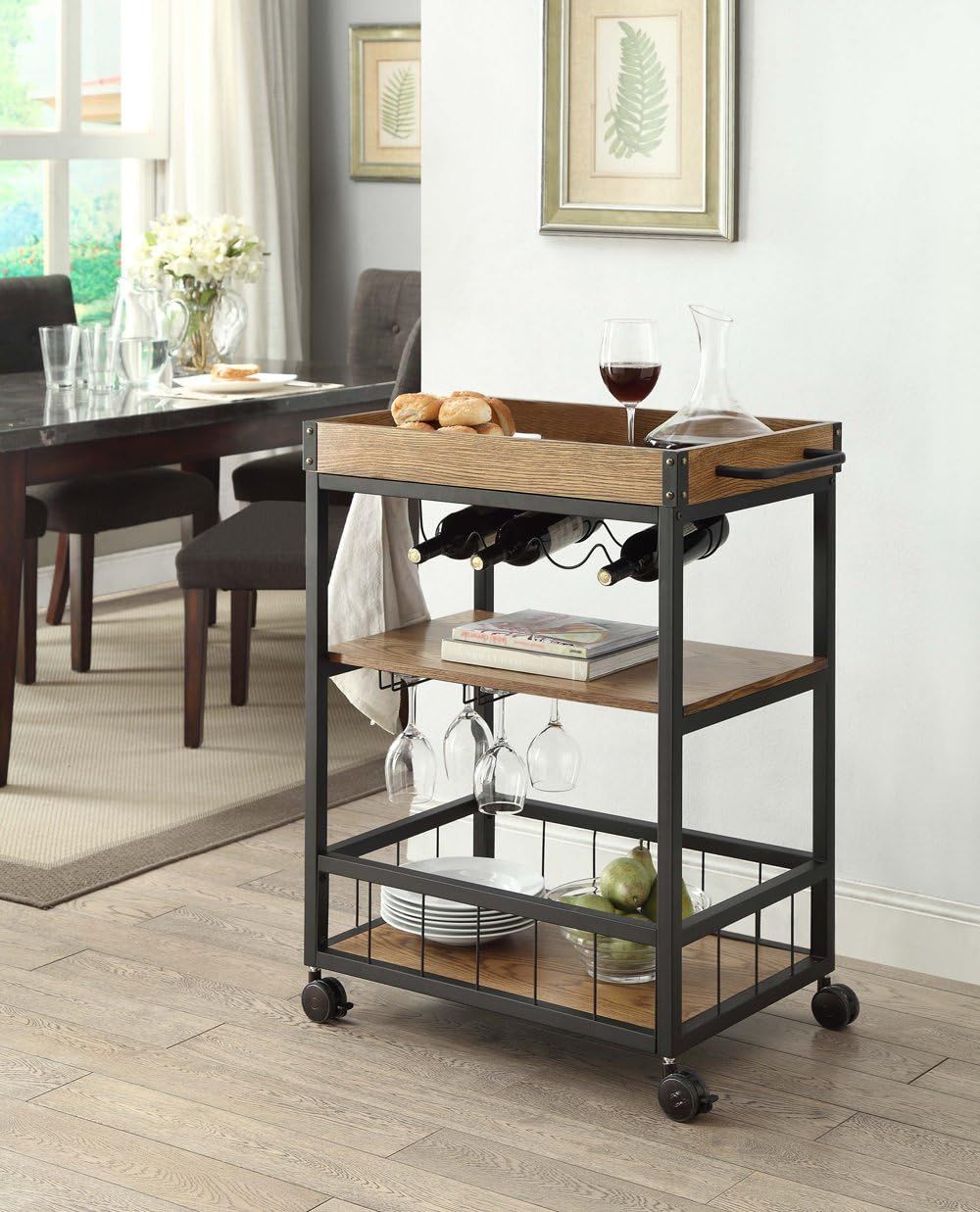 Linon Austin Kitchen Cart, 30.5"W x 18.13"D x 36.25"H, Black | Amazon (US)