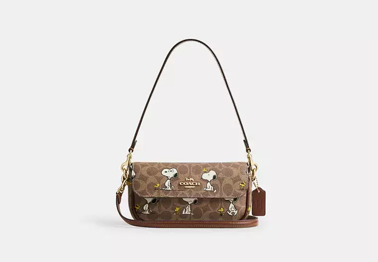 Coach X Peanuts Hailey Flap Bag In Signature Canvas With Snoopy Print | Coach Outlet US