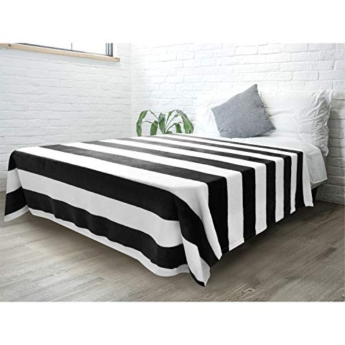 PAVILIA Striped Throw Blanket for Sofa Couch Bed | Soft Flannel Fleece Stripe Black and White Decorative Throw | Warm Cozy Lightweight Microfiber | 60 x 80 Inches | Amazon (US)