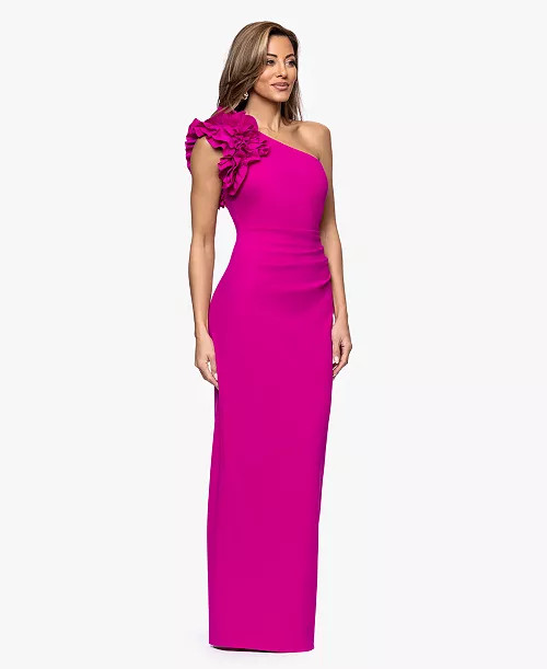 Women's One-Shoulder Ruffle Ball Gown | Macy's