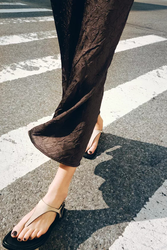 LEATHER BUCKLE-STRAP SANDALS | Zara UK