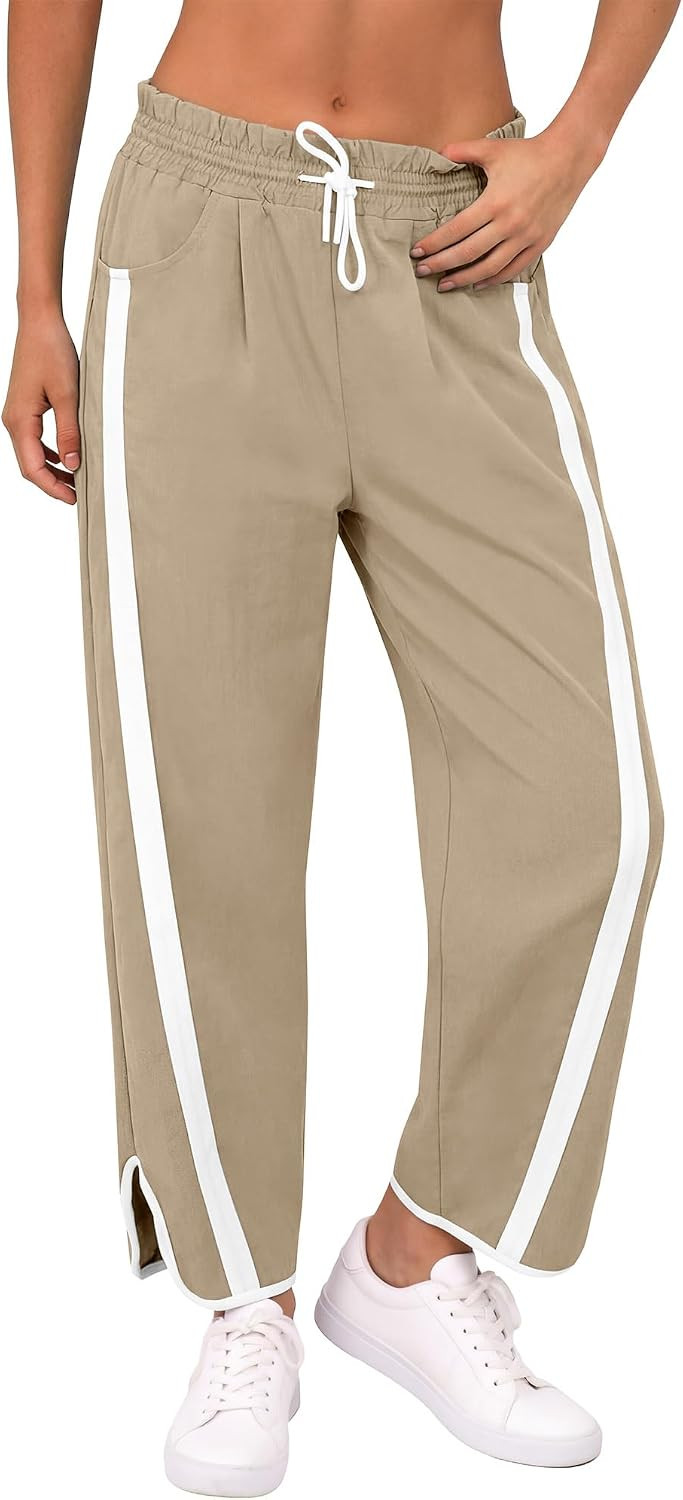 ANRABESS Track Pants for Women Wide Leg Striped Pants | Amazon (US)