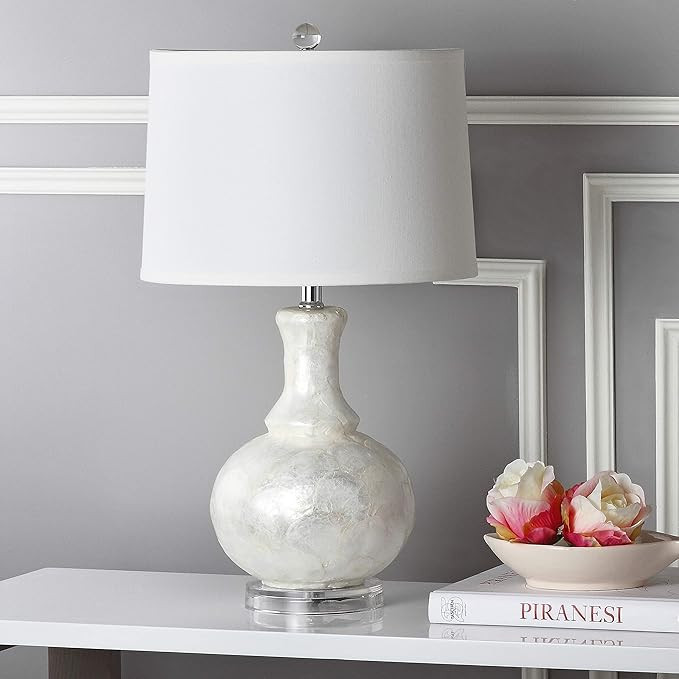 SAFAVIEH Lighting Collection Shelley Coastal White Capiz Shell Gourd 25-inch Bedroom Living Room ... | Amazon (US)