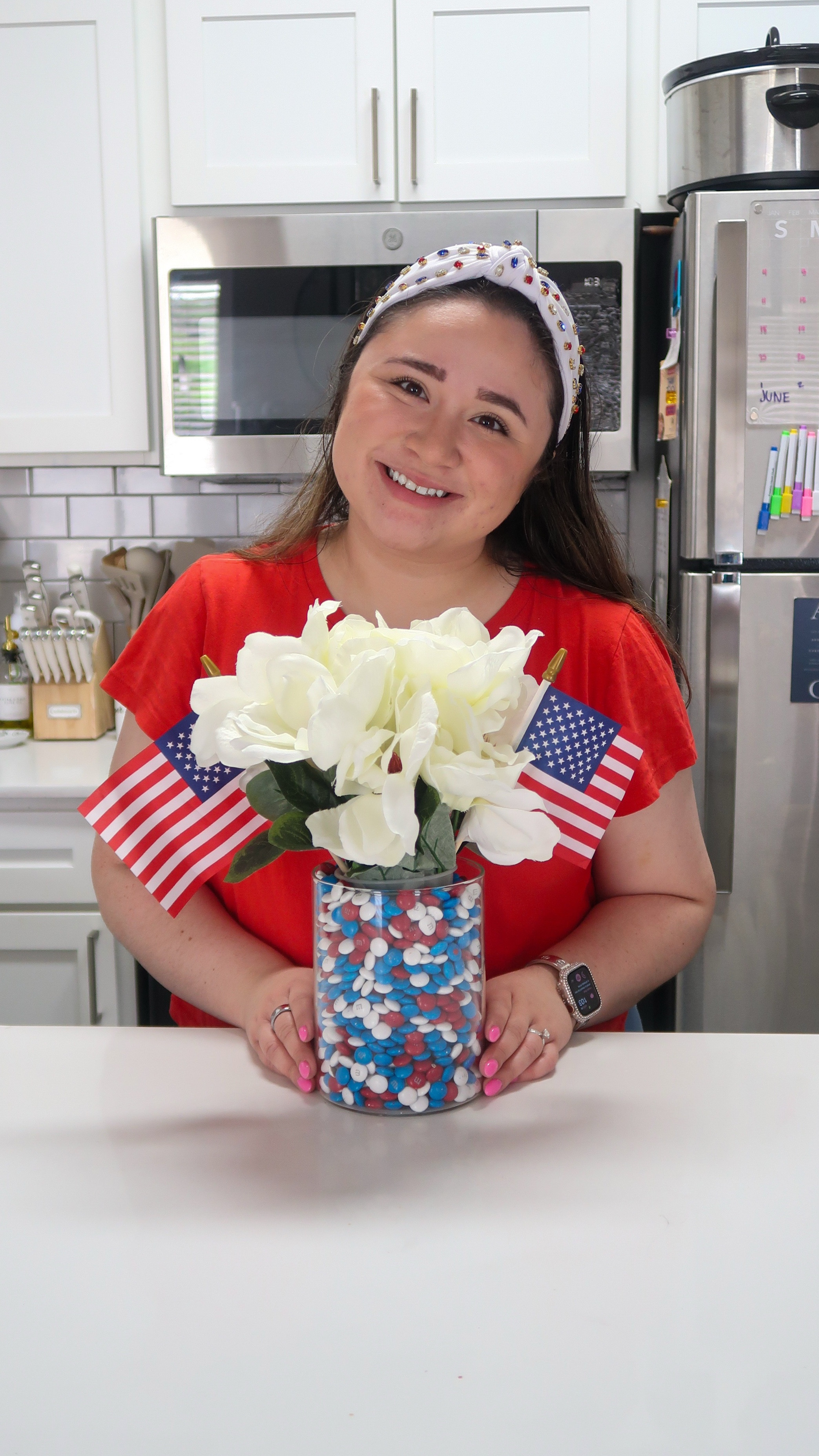 DIY Patriotic Centerpiece 🇺🇸✨

This DIY centerpiece is cute, patriotic and made with candy—what’s not to love? Perfect for Memorial Day or the 4th of July!

All you need are some red, white and blue M&Ms, a vase, a cup, some flowers (mine are fake Magnolias) and some American flags!
 Save for your summer tablescape inspo ❤️🤍💙

#DIYDecor #memorialday #mdw #fourthofjulydecor #centerpiecesideas #easydiyproject #4thofjulyweekend #4thofjuly #patrioticdecor #patriotic #redwhiteandblue #summerdecor #america #diywithme #lifestyle #lifestyleblogger #lifestylecreator #reels #fashionblogger