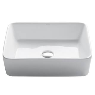 KRAUS Rectangular Ceramic Vessel Bathroom Sink in White KCV-121 - The Home Depot | The Home Depot