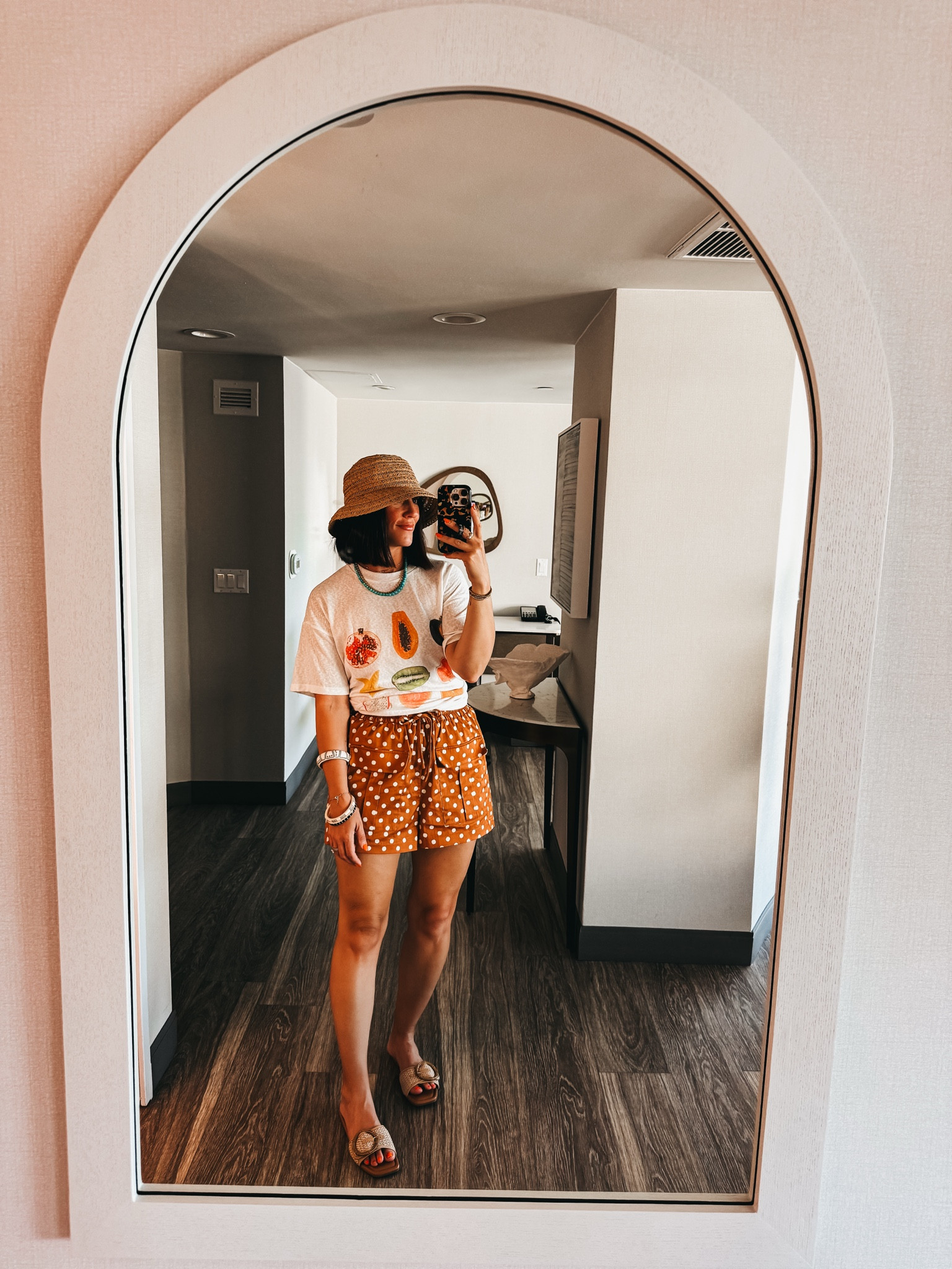 Easy daytime vacation look! 🤎☀️🍉🥥 

Cutest fruit graphic tee from Vici! 

T-shirt — wearing a small 
polkadot shorts - wearing size small

Use my exclusive discount code THISISOURBLISS35 for 35% off your order! 

Vacation style, vacation finds, spring break outfit idea, vacation style￼ ￼

#LTKOver40 #LTKootd #LTKTravel