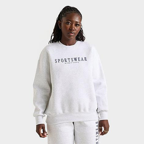 Nike Women's Sportswear Phoenix Fleece Oversized Crewneck Sweatshirt in Grey/Birch Heather Size X... | Finish Line (US)