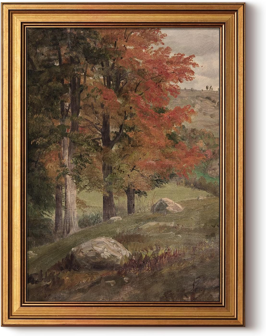 HUARCEY Vintage Framed Canvas Wall Art, Fall Birch Art Prints, 12x16 Inch | Amazon (US)