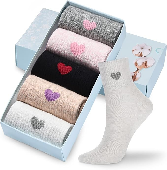 Corlap Women's Crew Socks Ankle High Cotton Fun Cute Athletic Running Socks Gifts For Women (5-Pa... | Amazon (US)