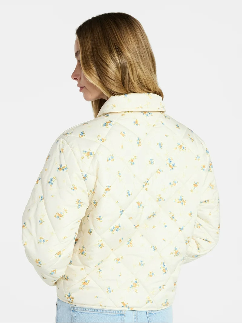 No Boundaries Quilted Bow Jacket, Women's XXS-XXL | Walmart (US)