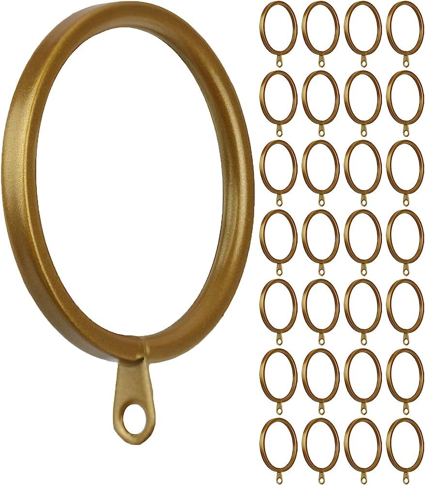 Meriville 28 pcs Gold 1.5-Inch Inner Diameter Metal Flat Curtain Rings with Eyelets, Fits Up to 1... | Amazon (US)