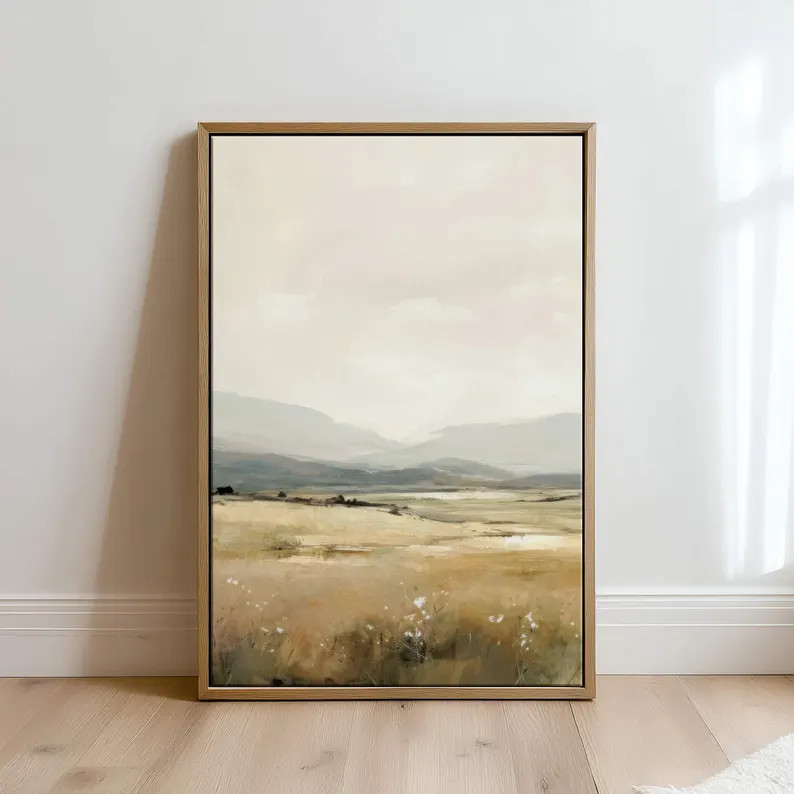 Plank & Pillow Framed Canvas Landscape Painting | Large Print | Wall Art Framed Landscape | Float... | Etsy (US)